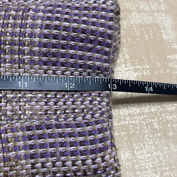 Worthington Plaid Tweed Cropped Blazer Size 14 Purple Beige Pockets Office Fall - Picture 7 of 11